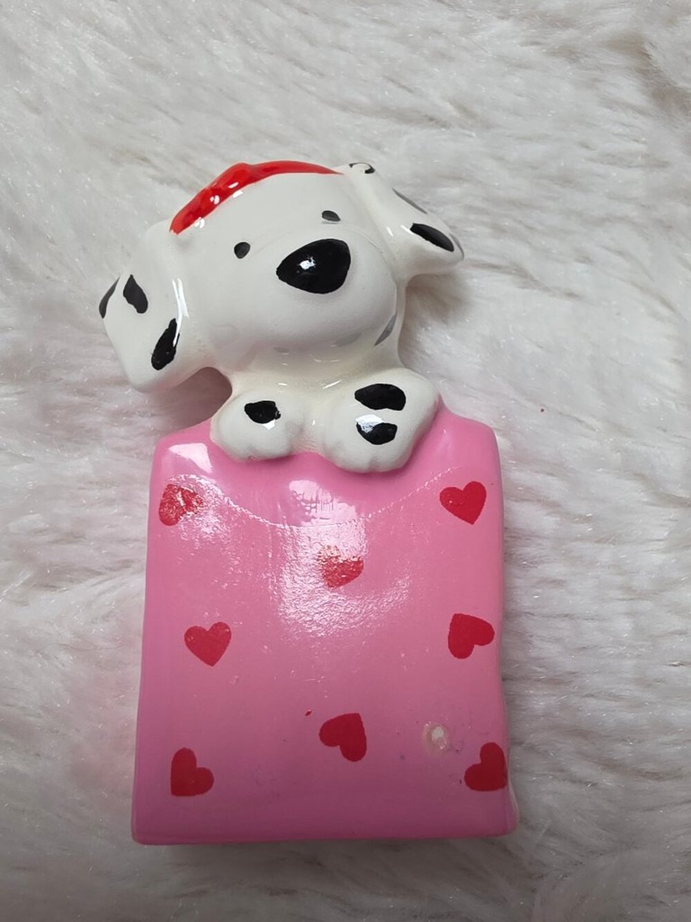 Vintage 1991 Sanrio Spottie Dottie Ceramic Miniature Figurine Heart Pink Red Bow